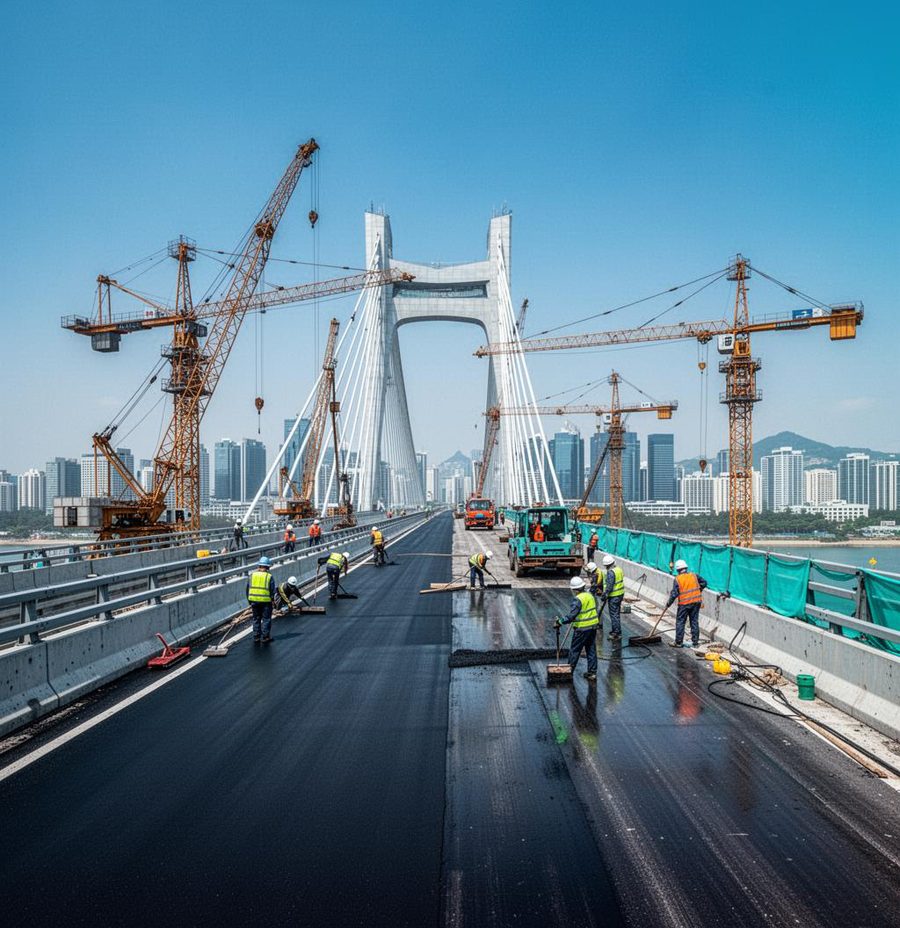 Bridge rehabilitation with cranes over the Han River, Seoul