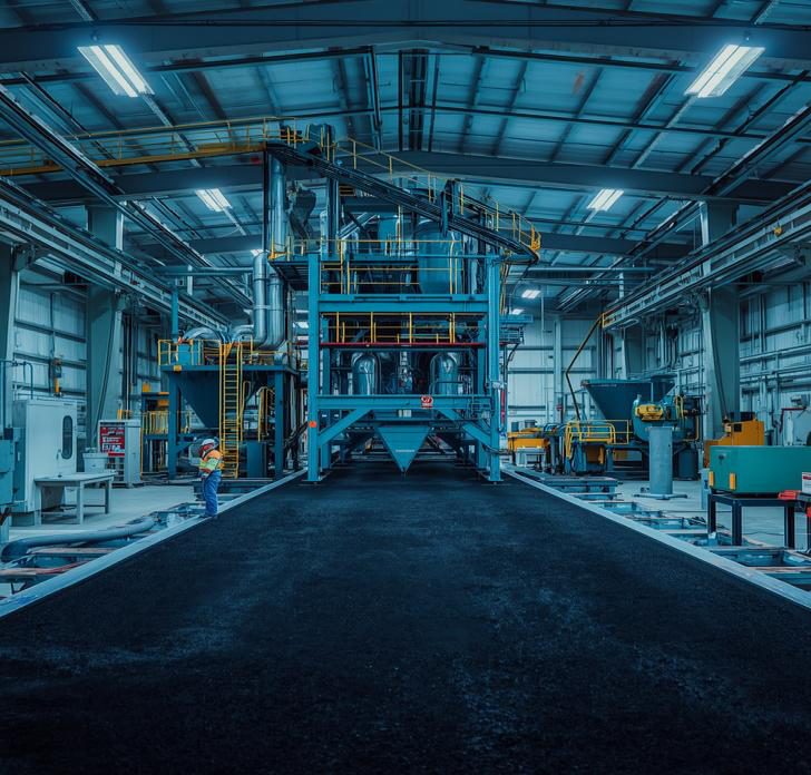 Asphalt production line inside a conventional local plant